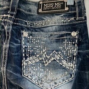 Miss Me Women's Blue Jeans Cuffed Skinny